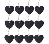 BETOOKY Hanging Tags Pre-Punched with Hole Heart Shape 40pcs with Rope Wooden Double-Sided Blackboard Large Blank Area for DIY Crafts and Home Decoration Suitable for Cupcake Boards