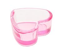 BETOOKY Heart Shaped Pink Glass Nail Dappen Dish with Smooth Surface and Well-designed Structure, Sturdy Crystal Manicure Nail Brush Cup for DIY Manicure Use by Professionals