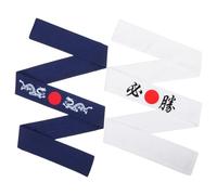BETOOKY Japanese Style Headband Set 2pcs - White Victory and Blue Serpent Pattern - Workout Headband for Running, Yoga, Fitness and Martial Arts Training