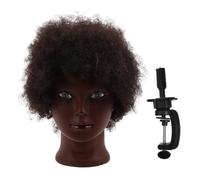 BETOOKY Kinky Curly Mannequin Head with Table Clamp Stand for Barber Training, Realistic Hair Texture and Repeated Cutting Practice, for Students and Novice Stylists in Salon Haircut