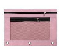 BETOOKY Large Capacity Pink Binder File Pouch with Dual Zipper Pockets, Wear Resistant Oxford Cloth and PVC Material, Suitable for Organizing Papers and Pens on Desk Or in Backpack
