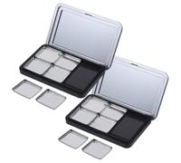 BETOOKY Matte Black Magnetic 2pcs Empty Eyeshadow Palette Organizer with 6-Section DIY Pigment Tray for Blush and Highlighter Storage, Makeup Pallet Holder for Travel and Professional Use