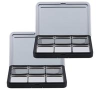 BETOOKY Matte Black Magnetic Eyeshadow Palette Storage Box 2pcs with 6-slot Refillable Eyeshadow Pans Empty DIY Pigment Tray for Professional and Household Use