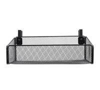 BETOOKY Metal Mesh Hanging Basket with 2.1 Hook, Small Black Bedside Organizer for Dormitory Use, Bed Hanging Storage Basket for Home, School, and Office