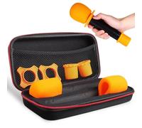 BETOOKY Microphone Storage Case with Zipper Carry Bag, 2 Orange Anti-Slip Windscreen Covers, 2 Mic Covers and 2 Shockproof Rod Sleeves, Handheld Mic Protection for Stage and Recording