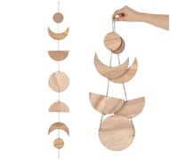 BETOOKY Moon Phase Charming Sun and Moon Shapes Rustic Wooden Garland Hanging Ornament with Decorative Hanging Rope for Living Room and Door Wall Decor
