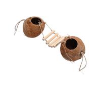 BETOOKY Natural Coconut Shell Bird Nest with Wooden Ladder and Bridge for Rats and Squirrels, Easy to Install Stress Relief Hide Suitable for Hanging from A Tree Branch Or Porch