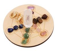 BETOOKY Natural Crystal Pillar with Seven-Star Constellation Pattern Divination Board Set, Wooden Chakra Stones Kit for Altar Supplies and Meditation Decor