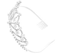 BETOOKY Pearl Crown Wedding Headband Alloy Elegant Stylish Silver Hair Accessory Comfortable Wear Beautiful Appearance for Party and Anniversaries