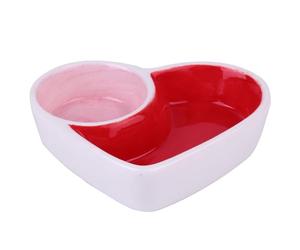 BETOOKY Pet Ceramic Bowl for Small Animals Hamsters Cat Food and Water Feeder Double Heart Design Porcelain Pet Tableware Suitable for Hamsters and Kittens
