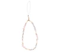 BETOOKY Pink Synthetic Material Phone Chain Lanyard with Decorative Stone and Pearl Beads, Anti-lost Wrist-worn Mobile Phone Strap for Everyday Use
