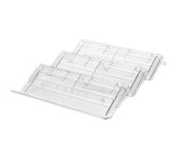 BETOOKY Plastic Display Rack for Food and Fruit with 3 Layered Slanted Tiered Structure, Easy Maintenance, for Retail and Refrigerated Counters to Shopping Experience