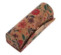 BETOOKY Portable Lipstick Case with Mirror for Purse Travel Use, Scratch-Resistant Cork Material with Spacious Capacity, Vintage Stylish Elegant Appearance for On-the-go Makeup