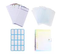 BETOOKY PVC Cash Budget Planner Envelope Set for Coins and Id Cards, Small Size Loose-Leaf Organizer with Assorted Colour Holographic Cover for Personal Finance Management