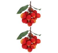 BETOOKY Realistic Fruit Model Artificial Lychee Decoration 2 Strings 15pcs Foam Multipurpose Faux Fruit for Food Display and Different Occasions with Smooth Surface