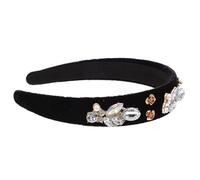 BETOOKY Rhinestone Pearl Headband for Women Featuring Comfortable Wearing and Not Easy to Deform Design, Chic Black Baroque Style Hair Accessory for Wedding and Cheer Props