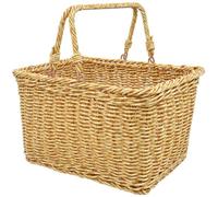 BETOOKY Sundries Woven Basket Handcrafted with Handle from Sturdy PP Material in Khaki for Multipurpose Storage of Food and Household Items, Suitable for Kitchen Pantry and Living Space