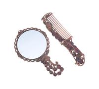 BETOOKY Vintage Metal Handheld Makeup Mirror Truetolife Reflection with Peacock Motif and Comb Set and Ergonomic Comfort, for Vanity Or Travel Use by Women