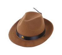 BETOOKY Wear-resistant Brown Polyester Pet Cowboy Hat with Adjustable Strap, Star-shaped Decorative Puppy Hat for Pets’ Parties and Photo Shoot Accessories