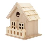 BETOOKY Wooden Bird Feeding House for Birds Creative Appearance Design and Comfortable Feel, Sturdy Khaki Wood Material Suitable for Home Gardening Decoration and Yard