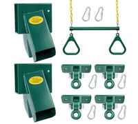 BETOOLL Swing Sets Brackets - 2 A-Frame Swing Set Brackets and 4 Swing Hangers and Trapeze Swing Bar with All Mounting Heavy Duty Hardware Included - Swing Set Kit for Porch, Yard, Playground - Green