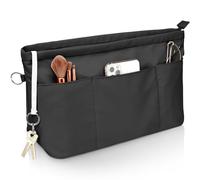 Betoores Handbag Organiser, Bag Organiser, Nylon Waterproof Bags Organiser, Shopper, Tote Bag Organiser with Keychain and Zip, Black-M