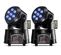 Betopper Stage Lights Mini Moving Heads 7x8W LED 9/14CH Disco Lights DJ Lights Dance Lights LED RGBW DMX512 Sound Activated High Energy Light for Party Wedding Club Bars Show (LM70SR 2Packs)