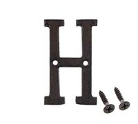 Betorcy 3 Inch Address Number, House Numbers for Outside, Cast Iron Metal Letter Garden Door Mailbox Decor with Screws, Black Letter H