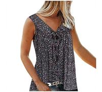 Betory Summer Floral Tank Tops for Women Plus Size V Neck Strappy Tops Casual Sleeveless Loose Shirts Tunic Top Blouses Black