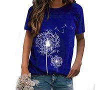 Betory Women's Dandelion T Shirt Make A Wish Summer Short Sleeve Round Neck Casual Loose Graphic T Shirt Tunic Tops