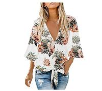 Betory Women's Summer V Neck Tank Tops Tie Front Button Up Casual Loose Sleeveless Shirts Blouse Vests