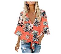 Betory Women's Summer V Neck Tank Tops Tie Front Button Up Casual Loose Sleeveless Shirts Blouse Vests