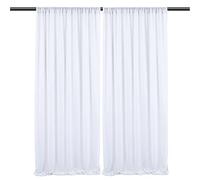 Betos Chiffon Fabric, Wedding Arch Drapes Party Backdrop Voile Sheer Curtains Solid Traitments, for Wedding Ceremony Reception Photography Parties Home Décor (5 * 10FT)-White