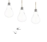 Betos Set of 3Hanging Open Bulb Glass Vase,Clear Light Bulb Glass Hanging Terrarium Flower Planter Container Hanging Glass Globes for Indoor Garden Festival Decor