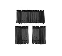 Betos Short Half Curtains,Lace Small Window Voile Curtains Kitchen Cafe Half Curtains Valance for Cafe Kitchen Bathroom Window Curtain(Black set)