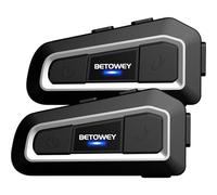 BETOWEY Motorcycle Duo Intercom for 2 Helmets TK-X2 Hands-Free Bluetooth Headset Headset with FM Radio, Noise Cancellation, System Communication for Motorcycle/ATV/Snowmobile (2 Pieces)