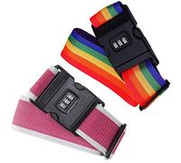 BETOY 2 pcs Luggage Straps,Suitcase Belts -Adjustable Travel Suitcase Baggage Belts Accessories Heavy Duty Non-Slip with Buckle Closure ravel Accessories,Packing Belts with Password Lock Clip