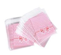 BETOY Pack of 400 Plastic Bags for Sweets Biscuits, Cakes, Sweets, Chocolates, Fruits etc with Two Loops (Pink, Green)