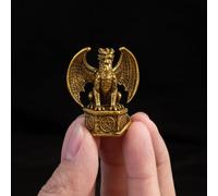 Betr Brsas 100% Solid Brass Mini Dragon Figurine, Vintage Fantasy Dragon Statue, Collectible Desk Decor for Office, Bookshelf, Home Shelf, Mystic Flame & Bone Guardian Styles - Secret Flame Dragon