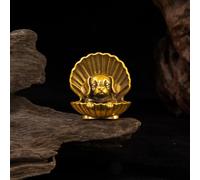 Betr Brsas 100% Solid Brass Retro Puppy in Seashell Desktop Decor, Collectible Figurines, Oddities and Curiosities, Cute Dog Statue for Bookshelf, Office, Coastal Home and Dog Lover Gift