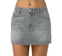 Betrodi Women Blue Denim Low Waist Mini Jean Skirt With Pockets - Stretch Bodycon Low Rise Micro Cargo