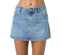 Betrodi Women Blue Denim Mini Jean Skirt - Casual Low Rise Micro Cargo with Pockets Stretch Bodycon