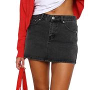 Betrodi Women Blue Denim Mini Skirt - Casual Low Rise Bodycon with Pockets, Stretch Micro Cargo Style