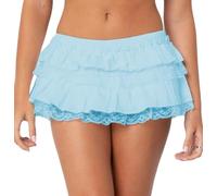 Betrodi Women Lace Skater Skirts Low Rise Ruffle Frill Tiered Bloomer Mini Skort Cute Layered Flowy A Line Shorts Skirts (Cute Blue, S)