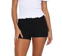 Betrodi Women Y2k Ruffle Micro Shorts Lolita Lace Ruffled Layered Lounge Mini Short Low Rise Tight Rave Booty Crotchet Shorts (Cute Black, M)