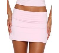 Betrodi Womens Fold Over Micro Skirt Y2k Low Waist Foldover Mini Skirts Stretchy Going Out Bodycon Pencil Short Skirt Clubwear(Casual Pink,Medium)