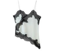 Betrodi Womens Silk Lace Trim Asymmetrical Camisole Top Y2k Satin Lace Patchwork V Neck Tank Top Coquette Going Out Tops Streetwear (Purple, S)