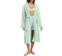 Betrodi Womens Striped Fleece Dressing Gown Front Tie Up Long Length Towelling Robe Cute Fluffy Fuzzy Absorbent Bathrobe(Turquoise,Large)