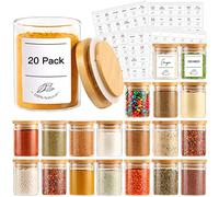 Betrome 120 ml Glass Spice Jars with Bamboo Lids, 20 Pack 4 oz Clear Food Storage Containers with Wooden Airtight Lids, Glass Terrarium with Lid for Pantry Kitchen Sugar Salt Coffee Tea Beans.