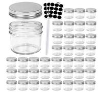 Betrome 4 oz Clear Glass Jars with Silver Metal Lids, 40 Pack 100ml Mason Jars Round Canning Jars Jelly Jars Small Spice Jars for Herb,Jelly,Jams, for Kitchen Storage, 1 Pen & Labels Included